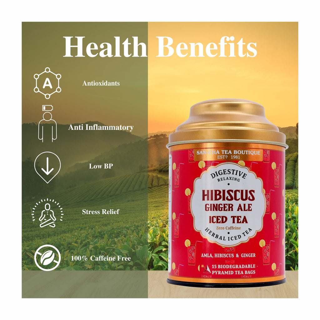 Healthy iced tea product with Ayurvedic benefits – supports digestion, skin, and hair health